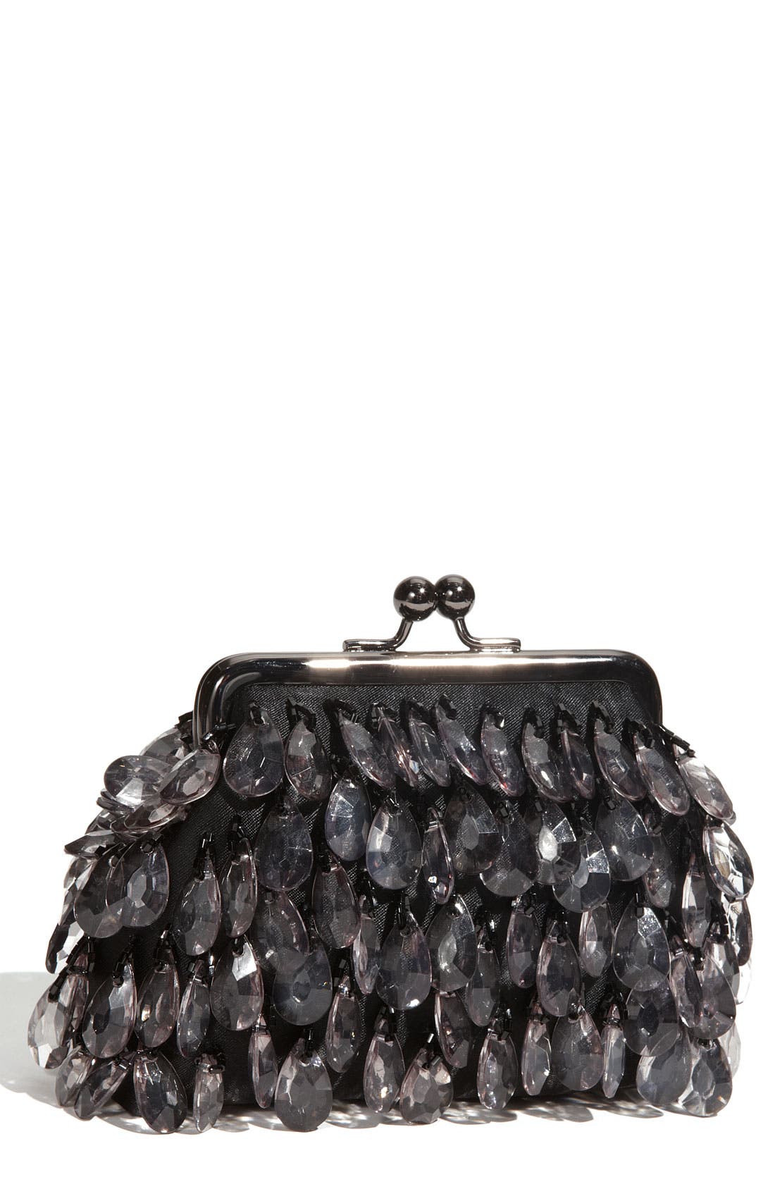 Embellished Kisslock Clutch, Main, color, BLACK