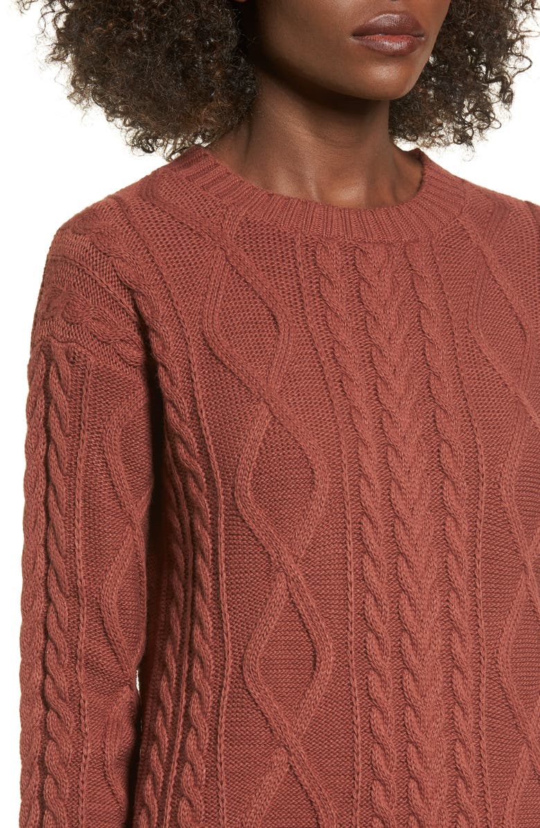 Cotton Emporium Cable Knit Sweater Dress, Alternate, color, 