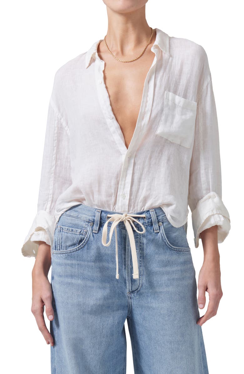 Citizens of Humanity Kayla Button-Up Linen Shirt, Main, color, 