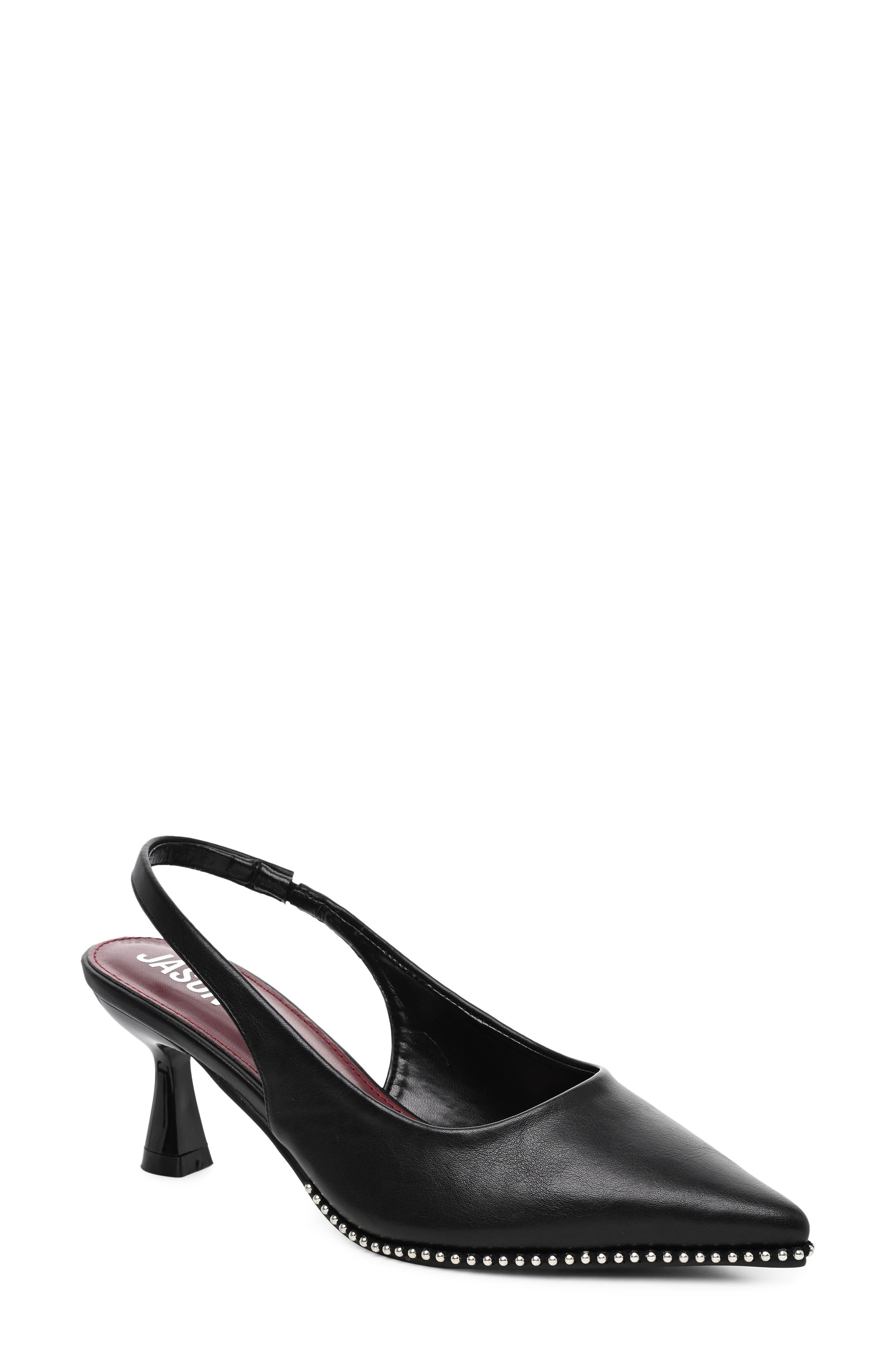 Pointed Toe Slingback Pump, Main, color, BLACK