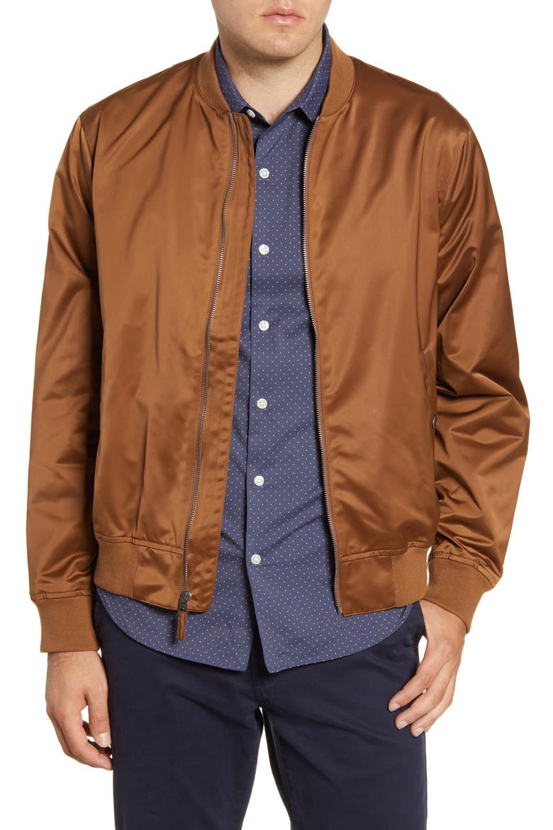 Slim Fit Moto Bomber Jacket, Main, color, LIONS MANE