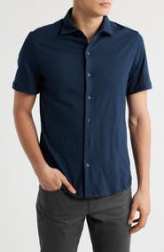 Robert Barakett Kimberton Short Sleeve Knit Button-Up Shirt