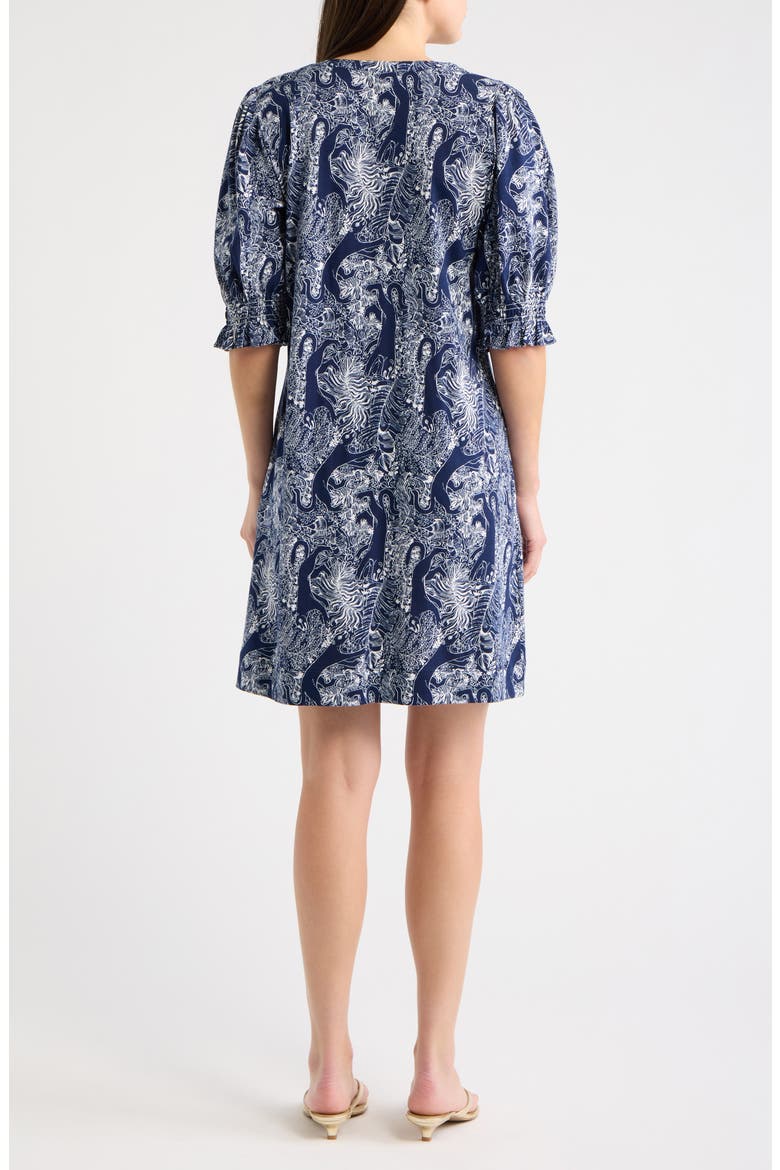 Delsie Jungle Print Minidress, Alternate, color, LOW TIDE NAVY LIL PALM PROWL
