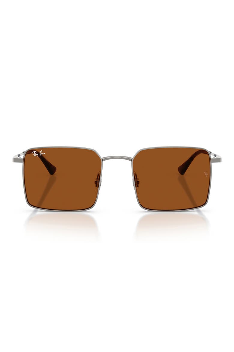 53mm Square Sunglasses, Main, color, GUNMETAL / DARK BROWN