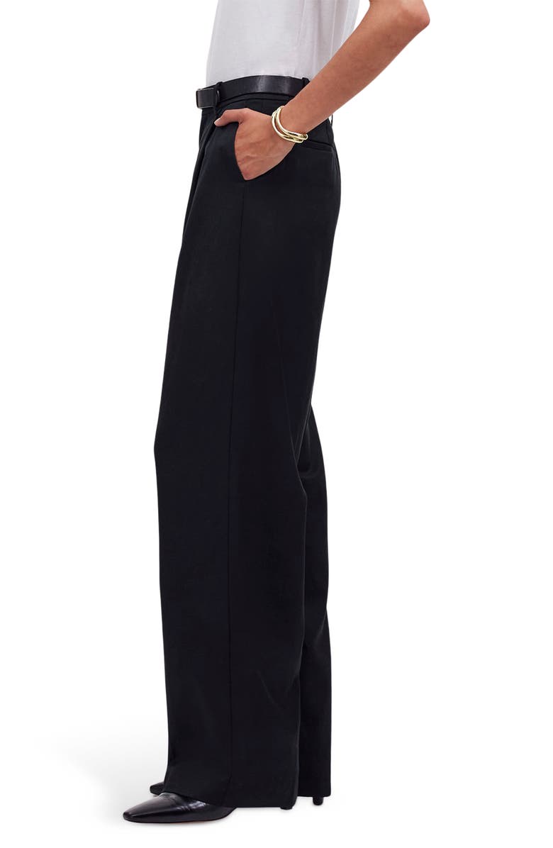 Madewell Slouchy Straight Leg Twill Pants, Alternate, color, True Black