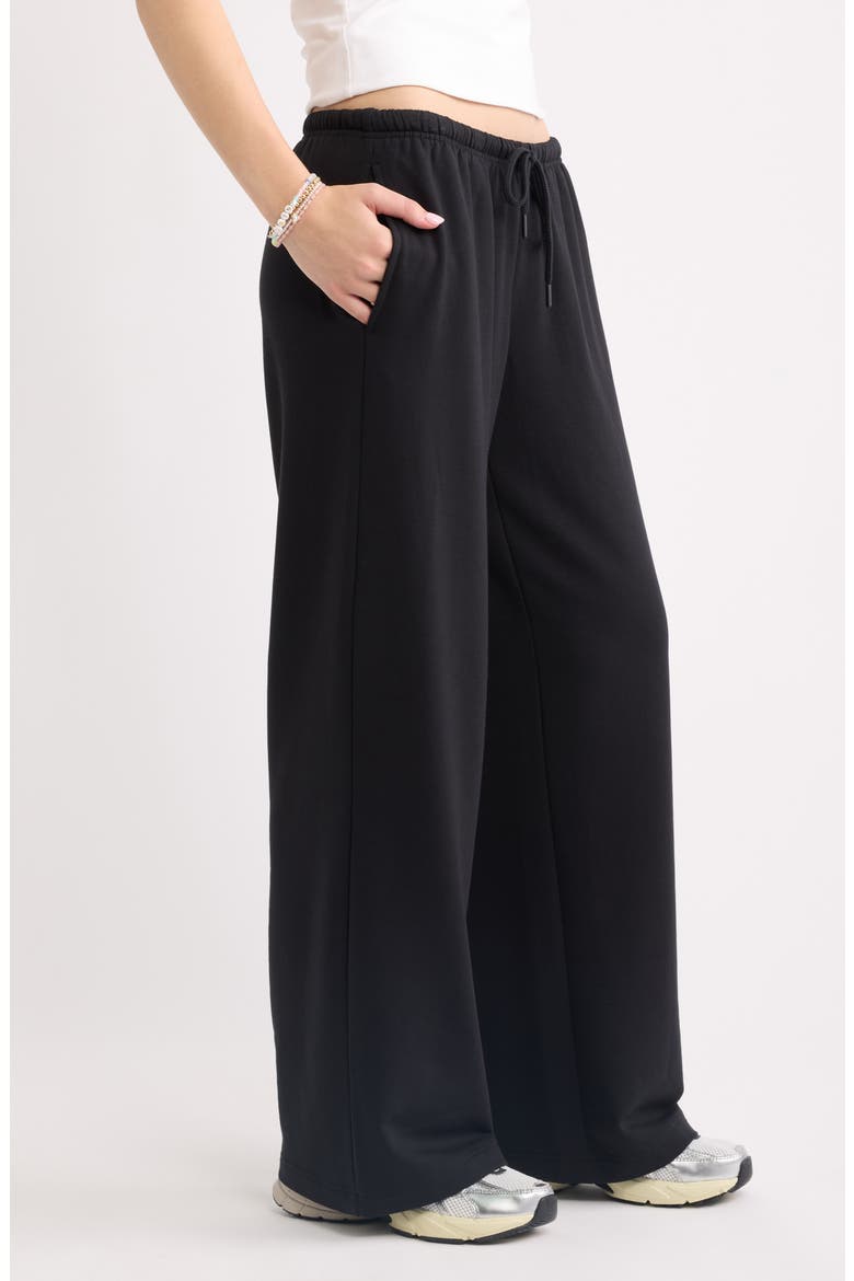 Narrow Waistband Baggy Wide Leg Sweatpants, Alternate, color, BLACK