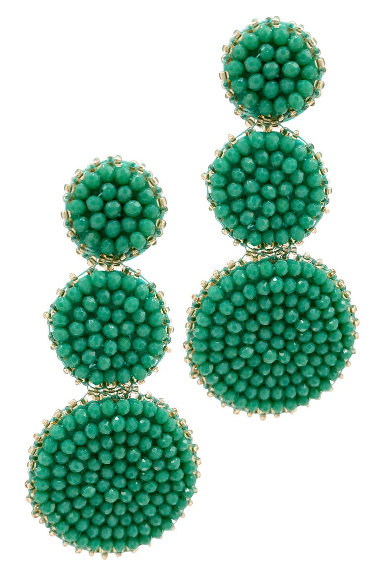 Beaded Linear Drop Earrings, Main, color, GREEN
