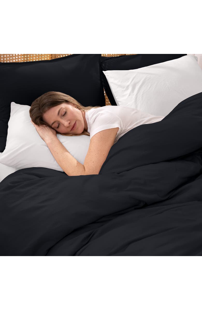 Bare Home Organic Cotton Jersey Duvet Cover & Pillowsham Set, Alternate, color, Black