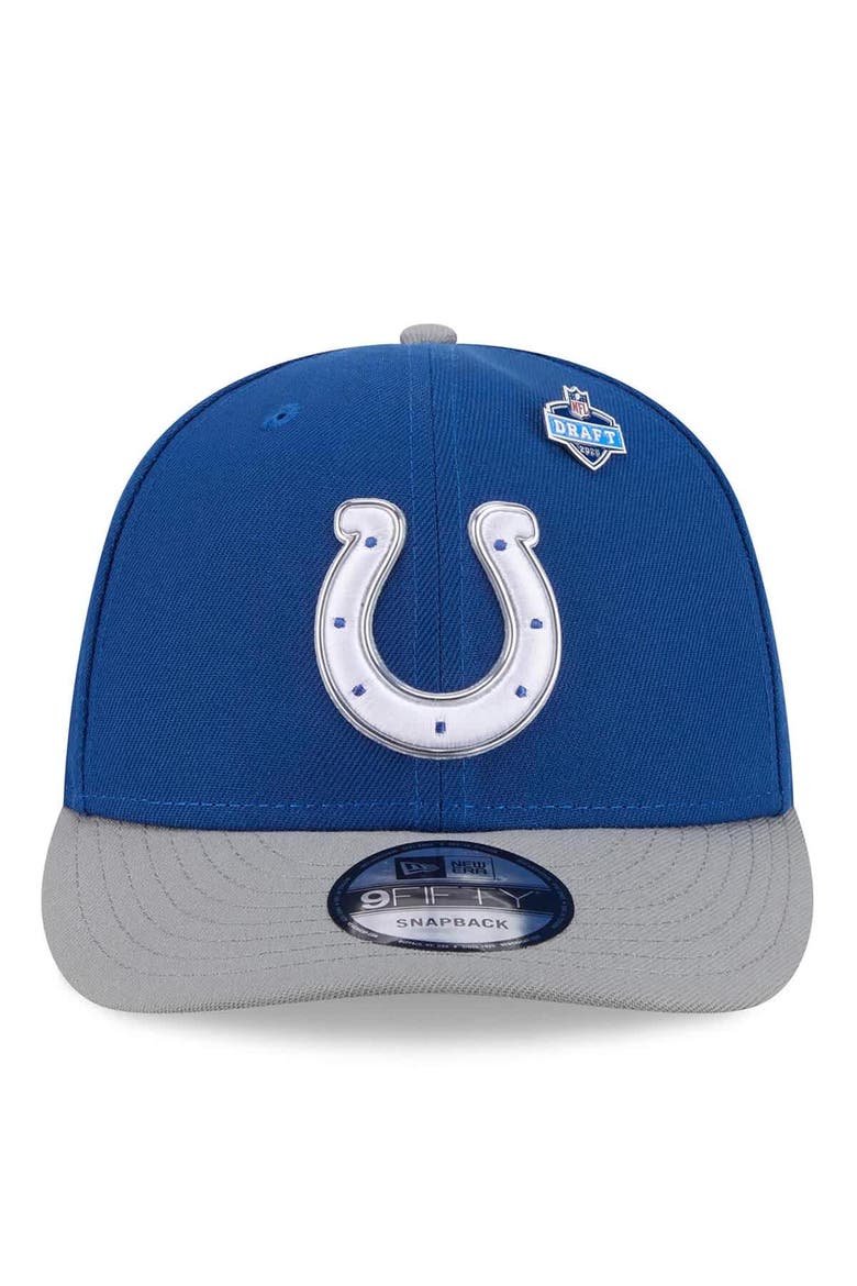 Men's New Era  Royal/Gray Indianapolis Colts 2026 NFL Draft On Stage Pre-Curved 9FIFTY Snapback Hat, Alternate, color, Royal