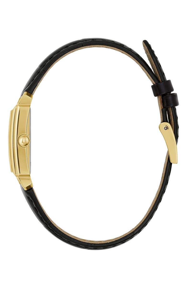 BULOVA Sutton Rectangular Leather Strap Watch, 21mm, Alternate, color, Gold-Tone