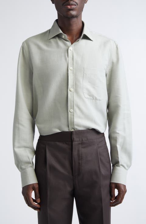Cotton & Silk Button-Up Shirt