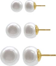 Adornia Set of 3 5mm, 8mm & 10mm Freshwater Pearl Stud Earrings