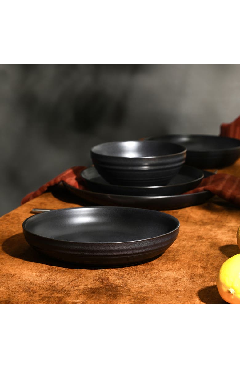 Stone Lain Elio Stoneware 4-Piece Pasta Bowl Set, Alternate, color, Black