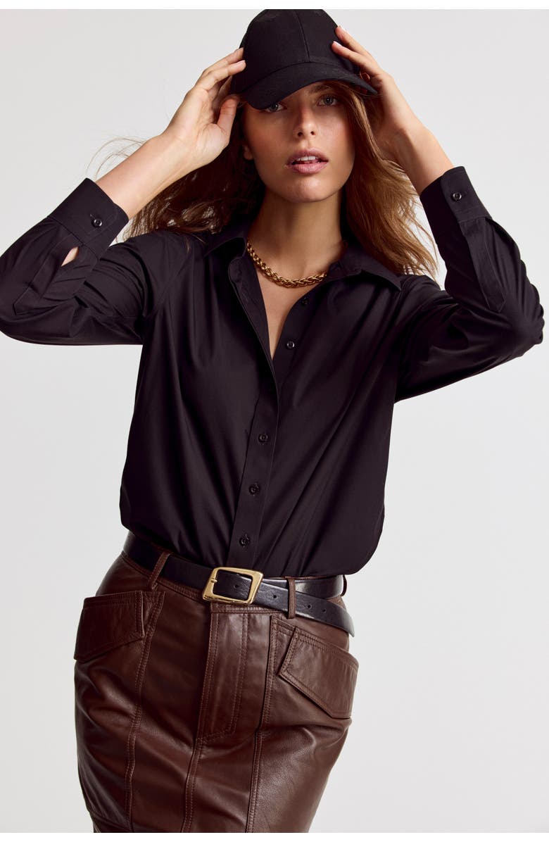 The Shirt by Rochelle Behrens The Boyfriend Shirt, Alternate, color, Black