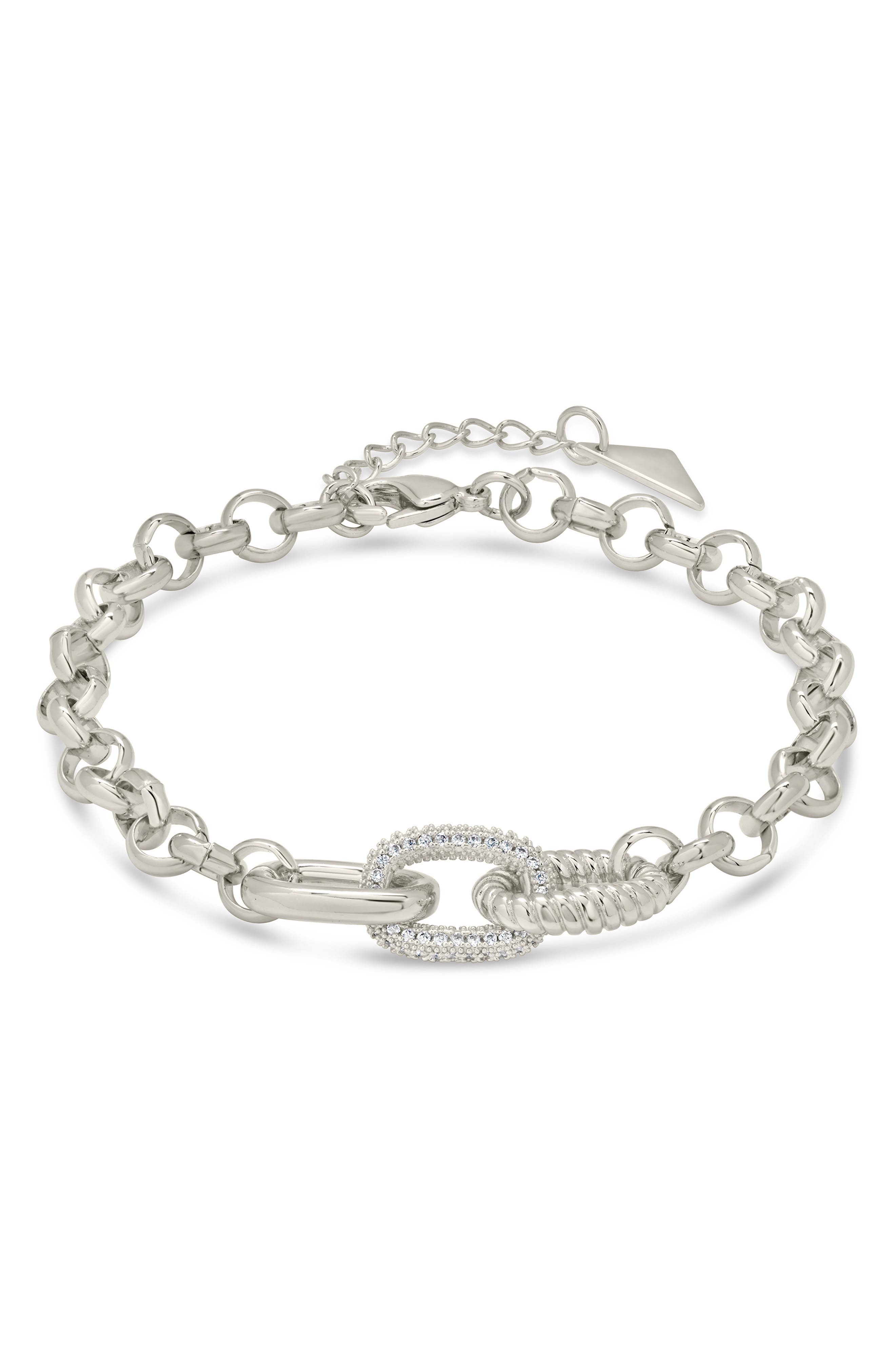 Sterling Forever Jaycee Pavé Cubic Zirconia Link Bracelet