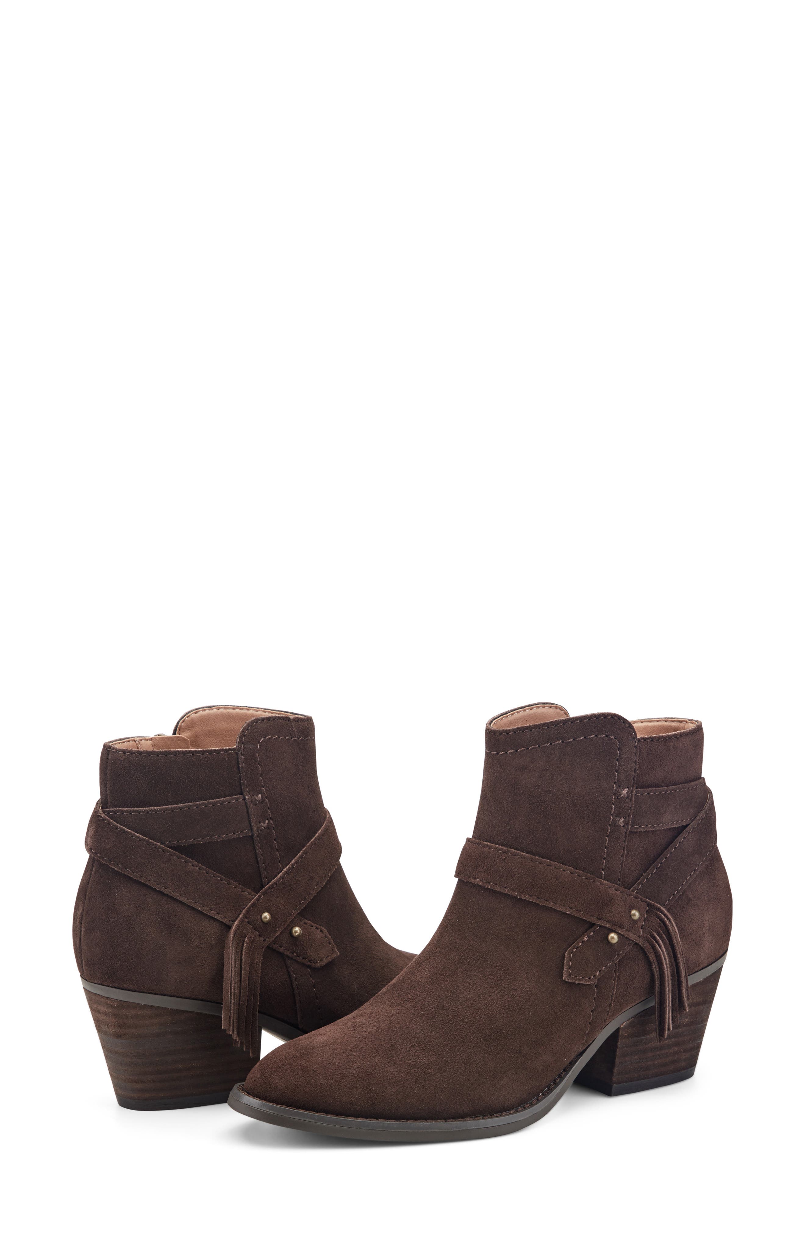 Corbin Fringe Strap Ankle Bootie, Alternate, color, BROWN