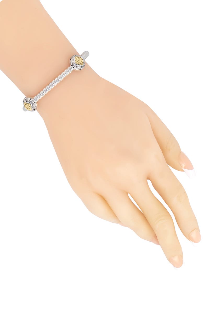 DEVATA Sterling Silver & 18K Gold Bali Clover Bangle Bracelet, Alternate, color, 