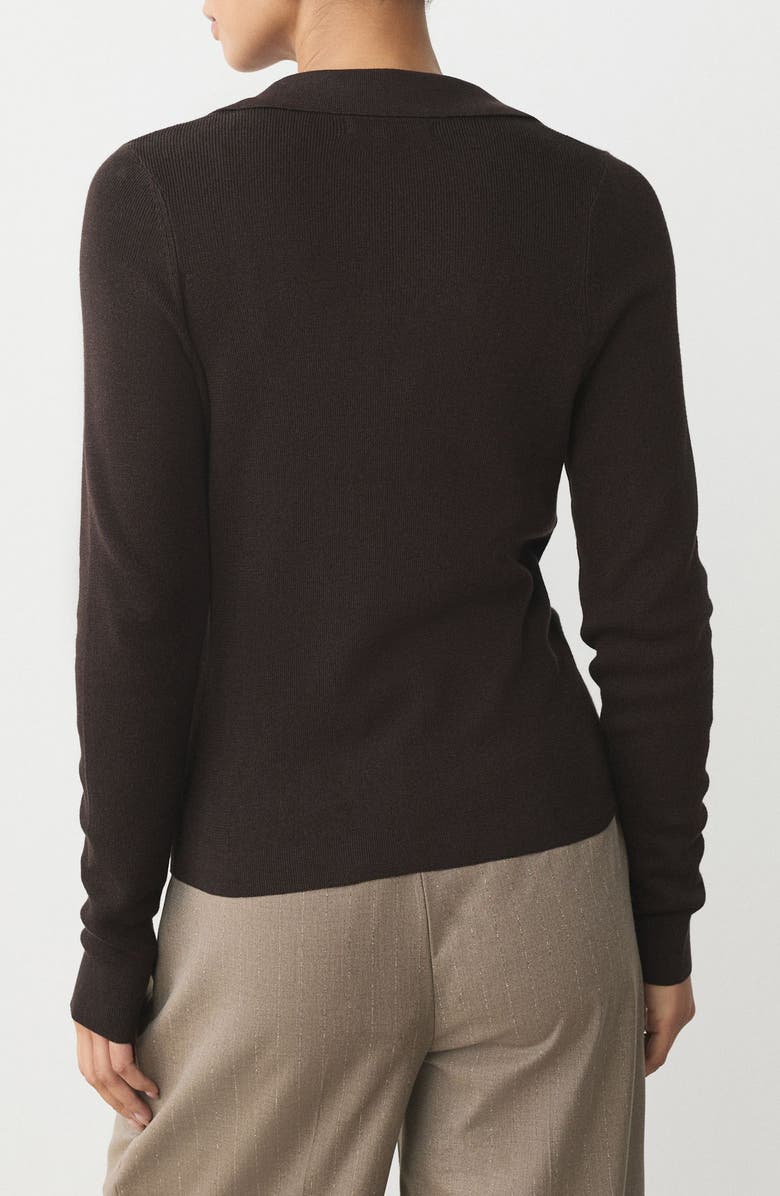 NEXT Collar Rib Cotton Blend Top, Alternate, color, Brown