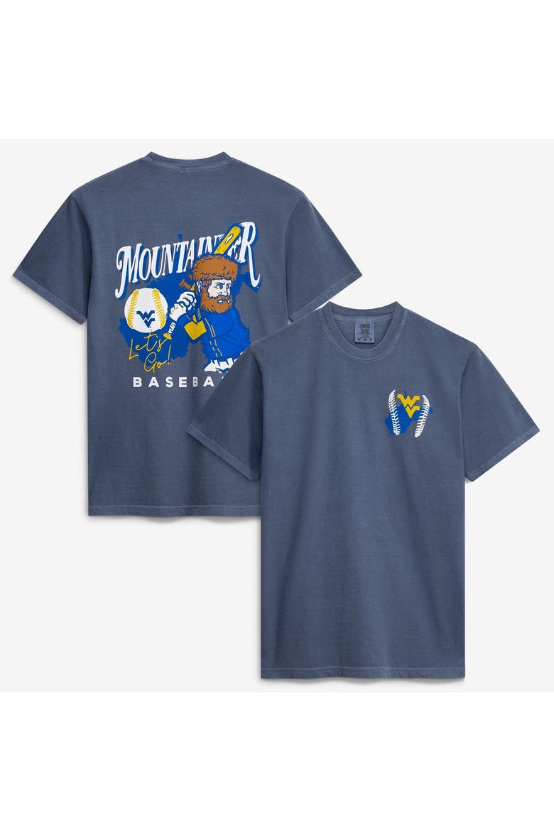 Men's  Navy West Virginia Mountaineers Drawn Mascot Baseball T-Shirt, Main, color, Navy