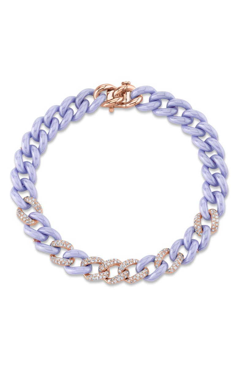 SHAY Diamond Pavè Curb Chain Bracelet, Main, color, Rose Gold