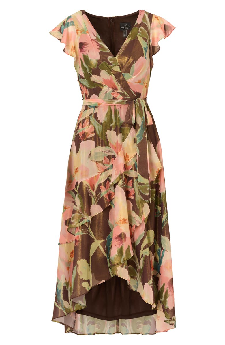 Adrianna Papell Floral High-Low Midi Dress, Alternate, color,
