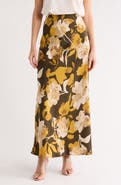 Renee C Floral Satin Maxi Skirt
