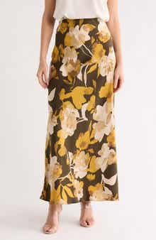 Renee C Floral Satin Maxi Skirt