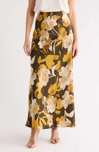 Renee C Floral Satin Maxi Skirt