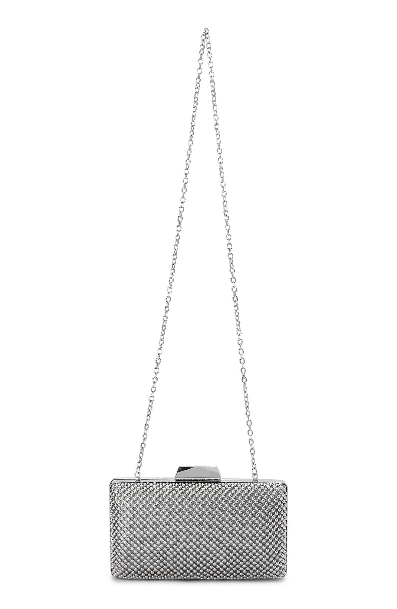 Natasha Mesh Clutch, Alternate, color, SILVER