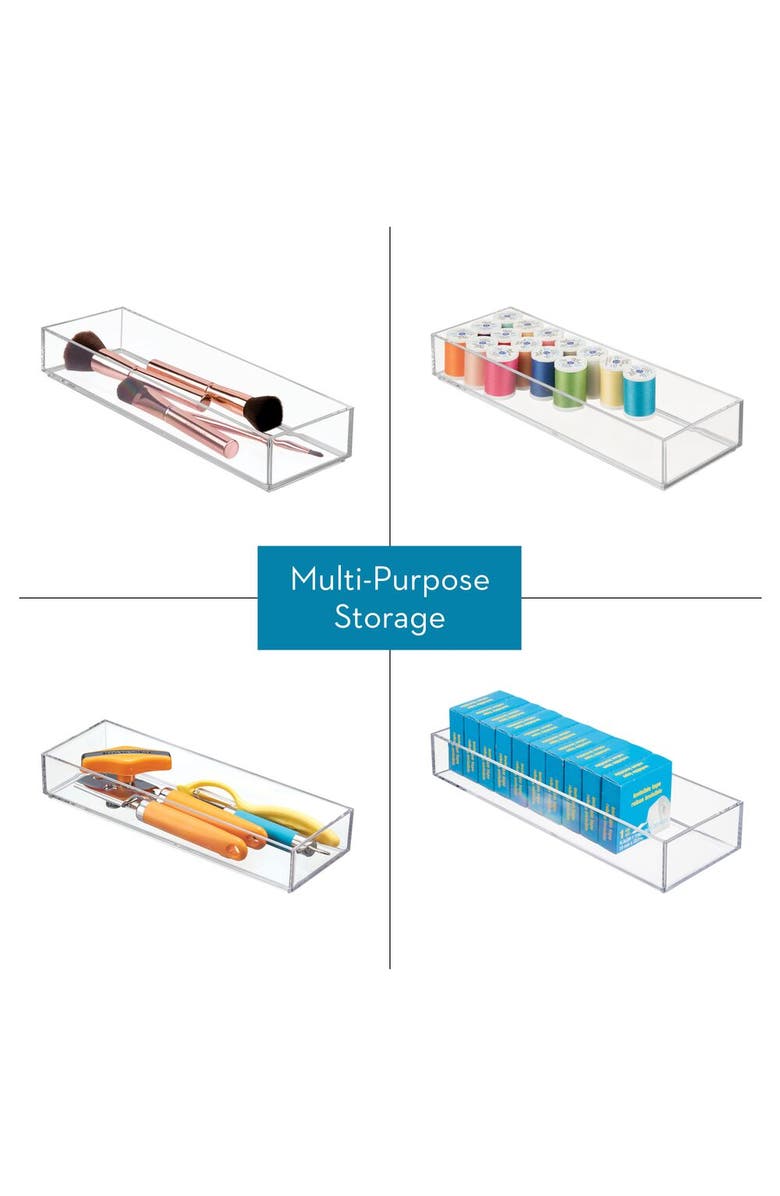 iDesign Plastic Makeup Drawer Organizer Tray - Set of 6 - Clear, Alternate, color, Clear