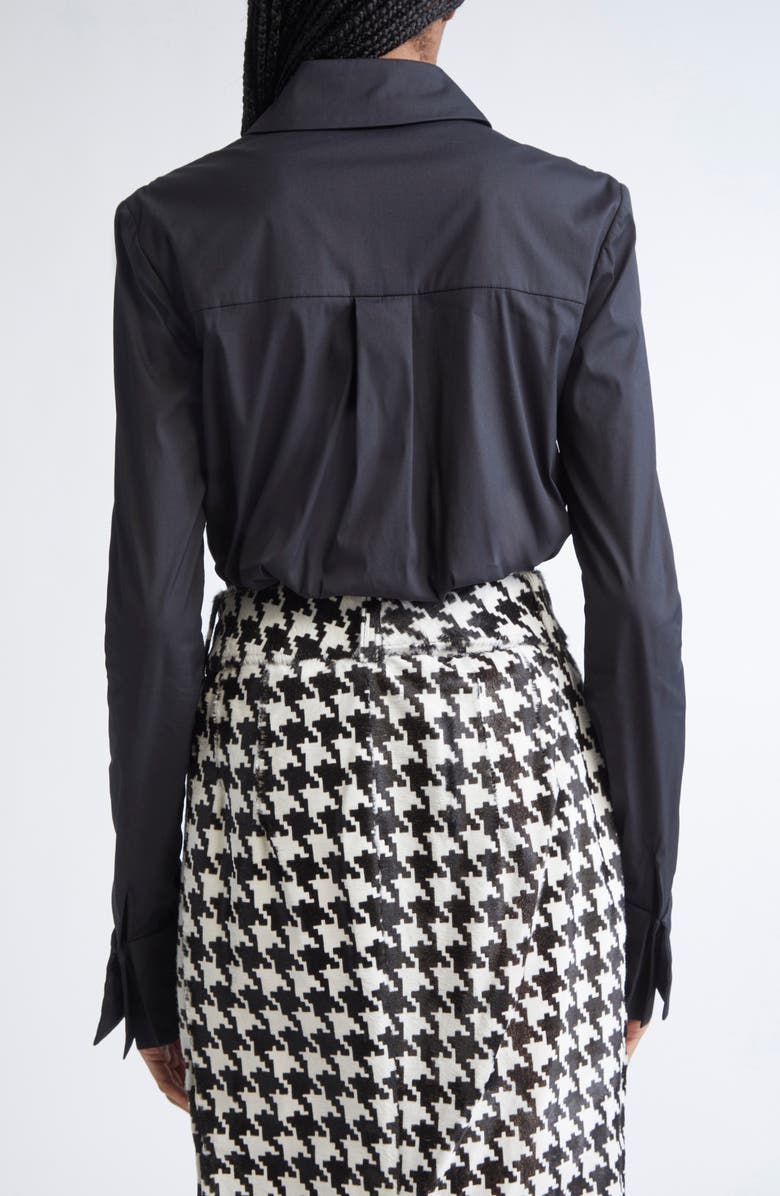 LaQuan Smith Double Cuff Button-Up Shirt, Alternate, color, Black