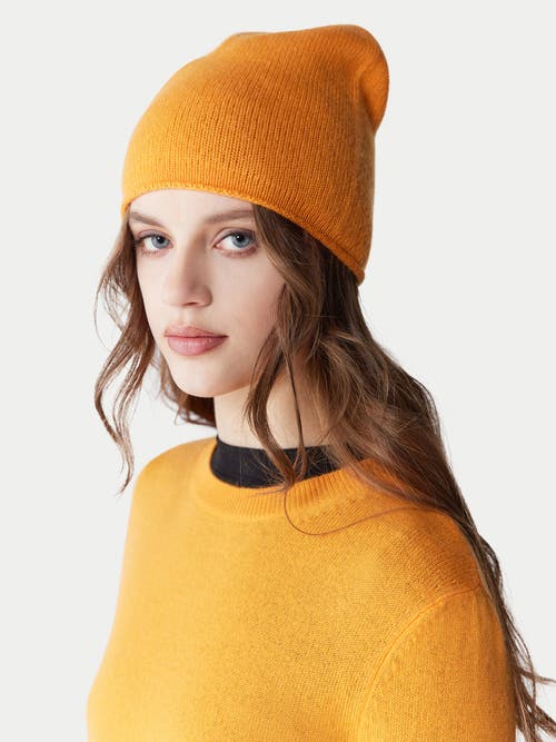 Gobi Mongolian Cashmere Cashmere Hat And Sweater Set In Apricot