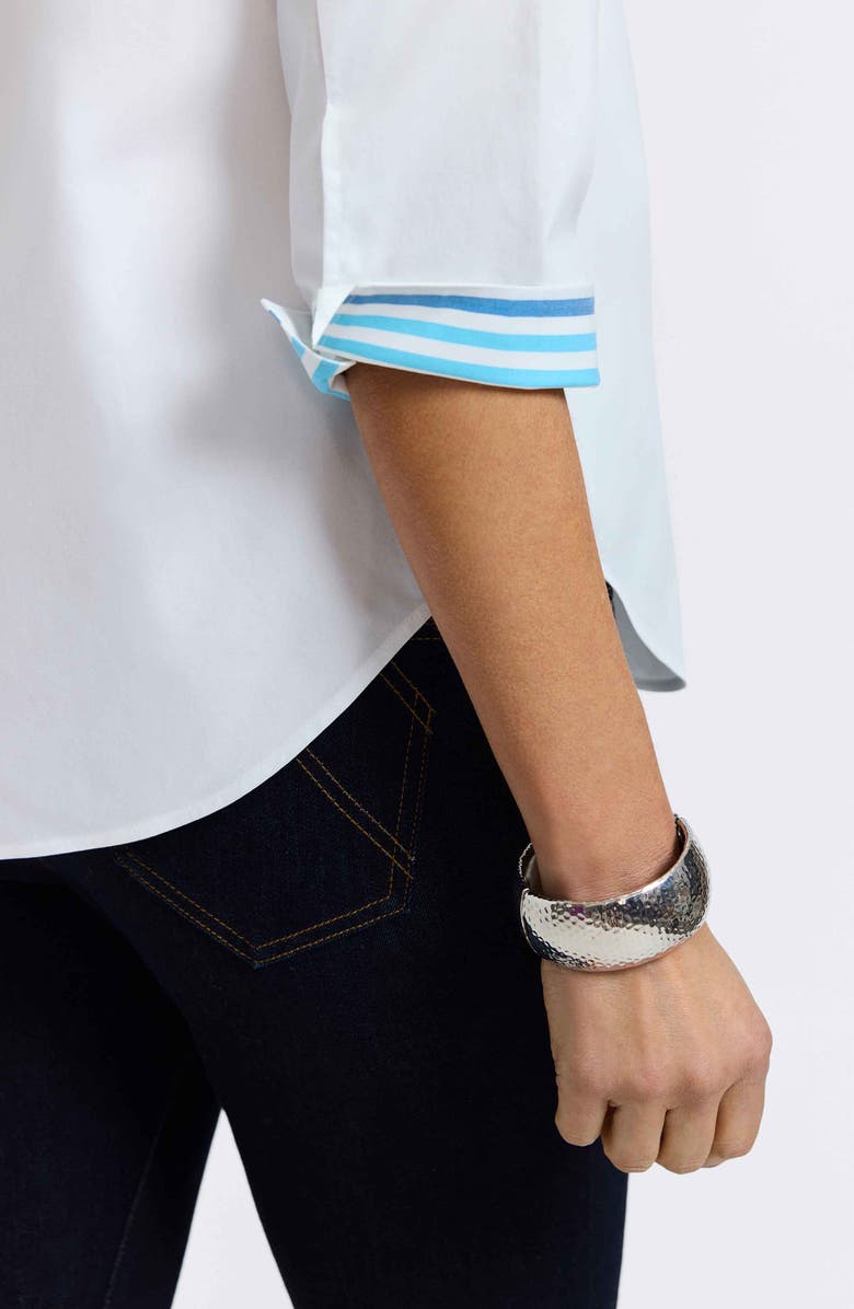 Foxcroft Margie Three-Quarter Sleeve Cotton Button-Up Shirt, Alternate, color, White