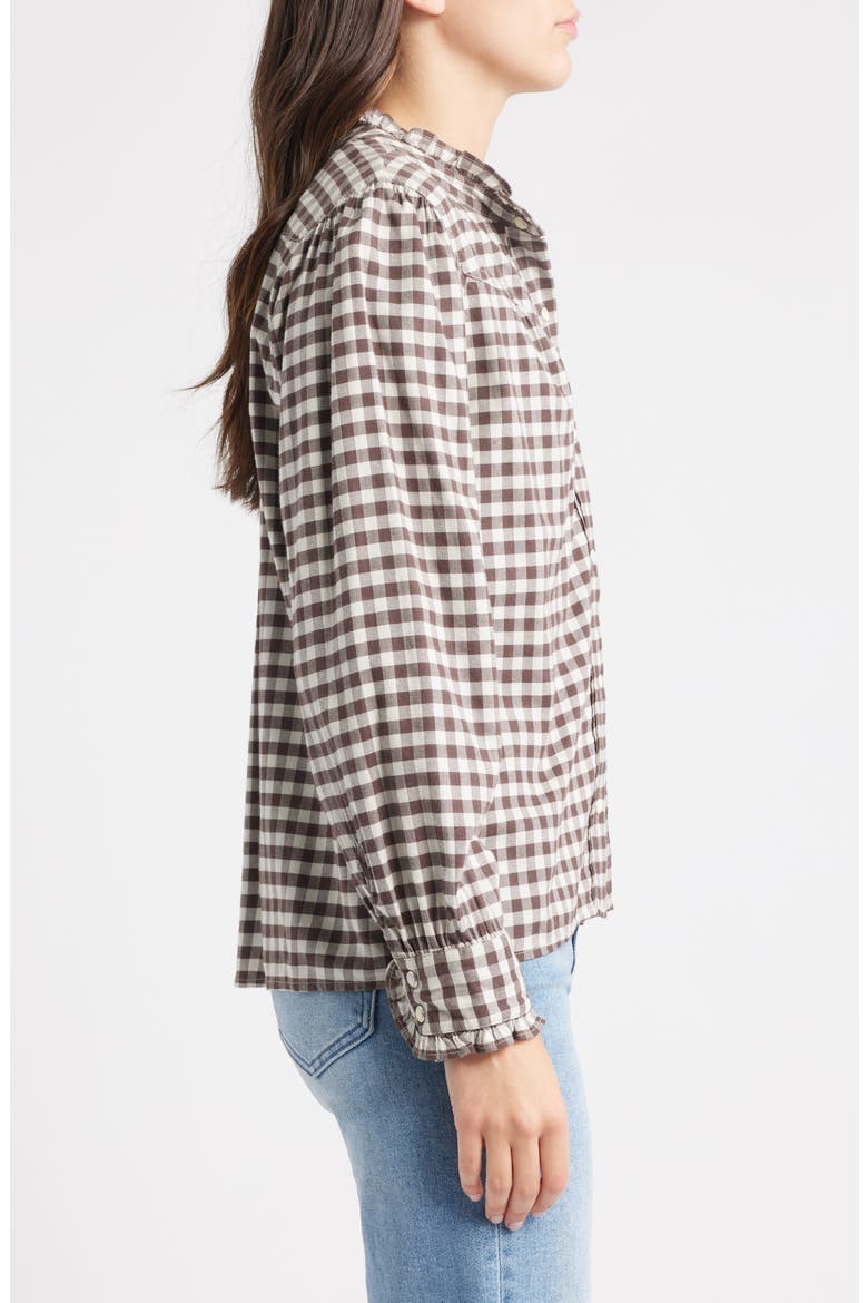 Alanna Ruffle Gingham Snap-Up Shirt, Alternate, color, CHOCOLATE CHIP