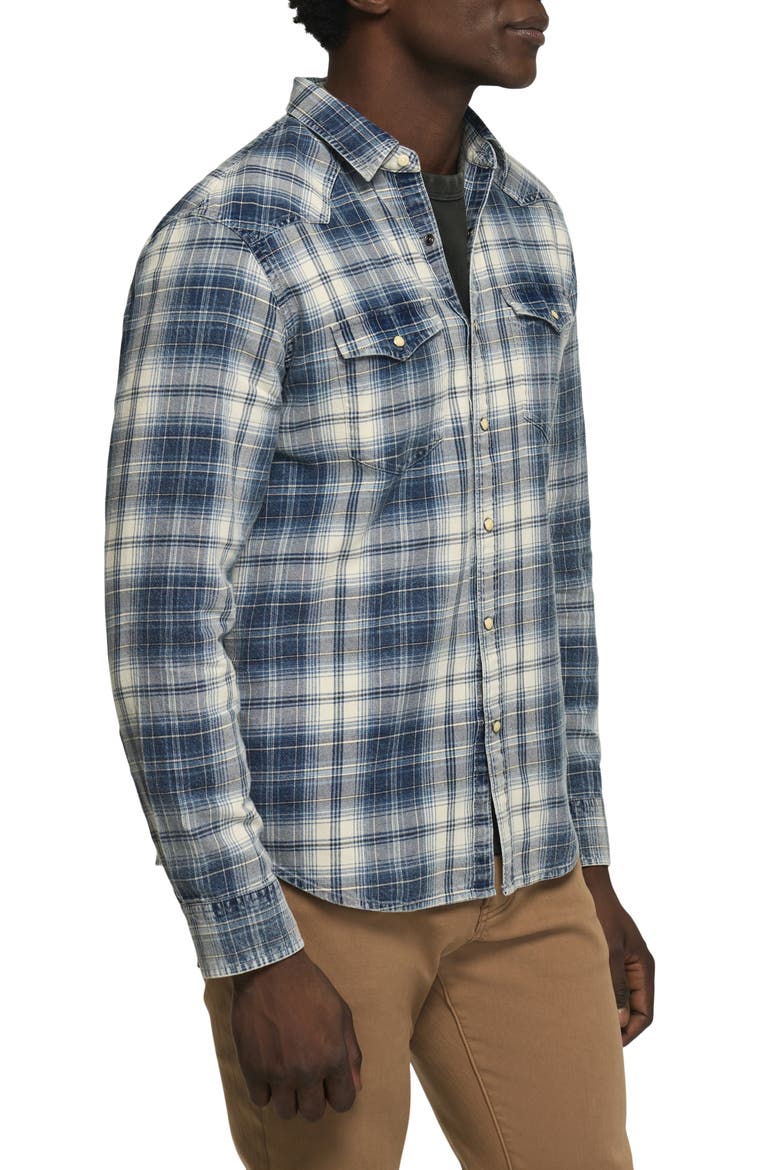 Plaid Long Sleeve Western Shirt, Alternate, color, INDIGO PLAID