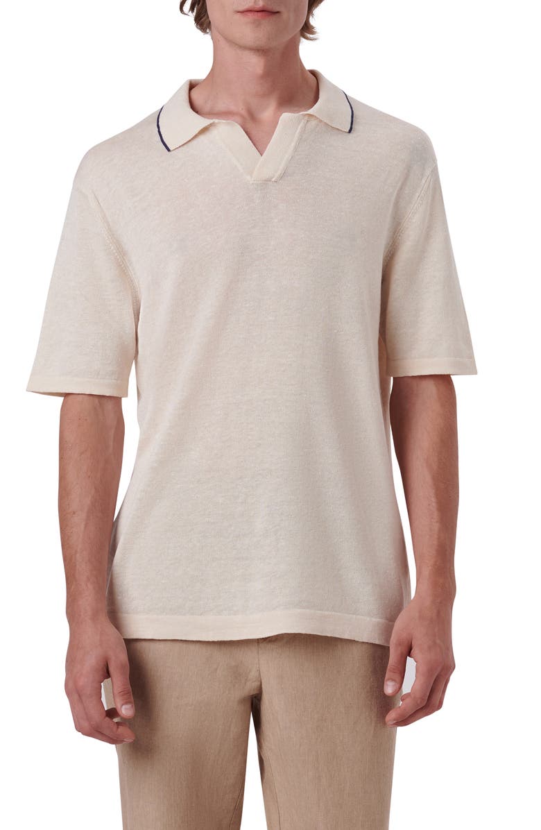 Bugatchi Johnny Collar Sweater, Main, color, Almond