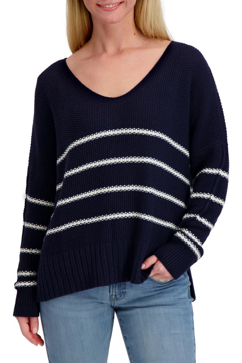Striped Textured Sweater, Main, color, BLACK IRIS