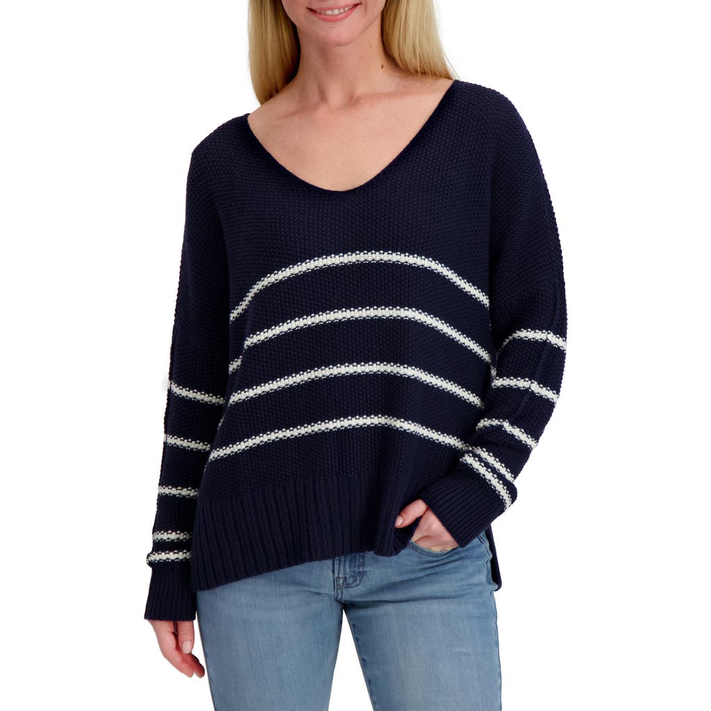Lucky Brand Striped Textured Sweater In Black