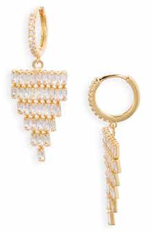 Nordstrom Cubic Zirconia Fringe Hoop Earrings
