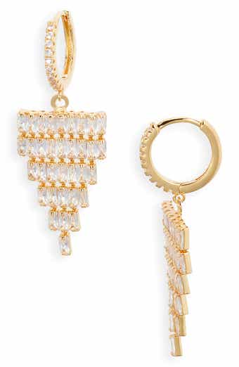 Nordstrom Cubic Zirconia Fringe Hoop Earrings