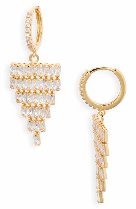 Nordstrom Cubic Zirconia Fringe Hoop Earrings