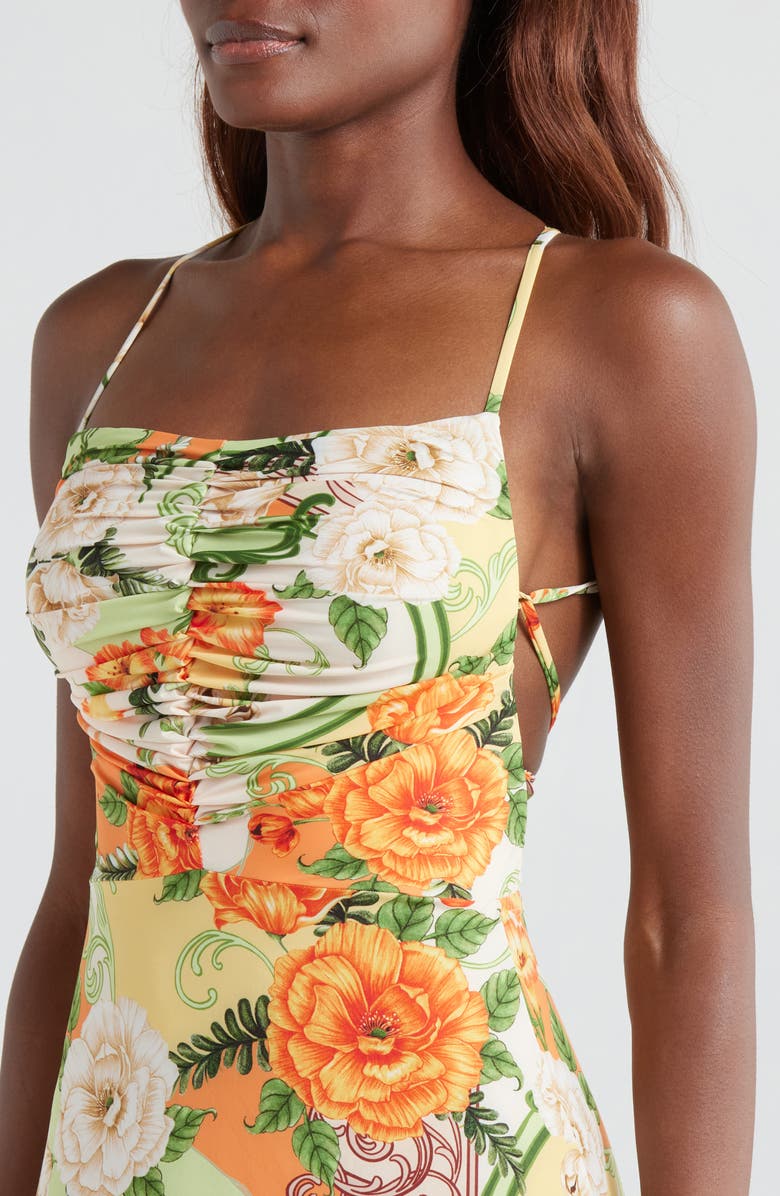 Agua Bendita Arista Ete Strapless Maxi Cover-Up Dress, Alternate, color, Green Multicolor