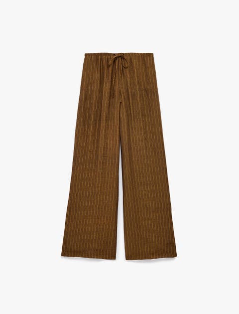 Flowy Straight Wide Leg Striped Pants