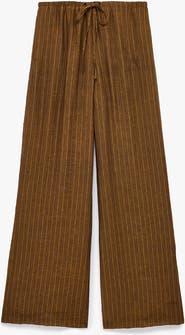 Koton Flowy Straight Wide Leg Striped Pants