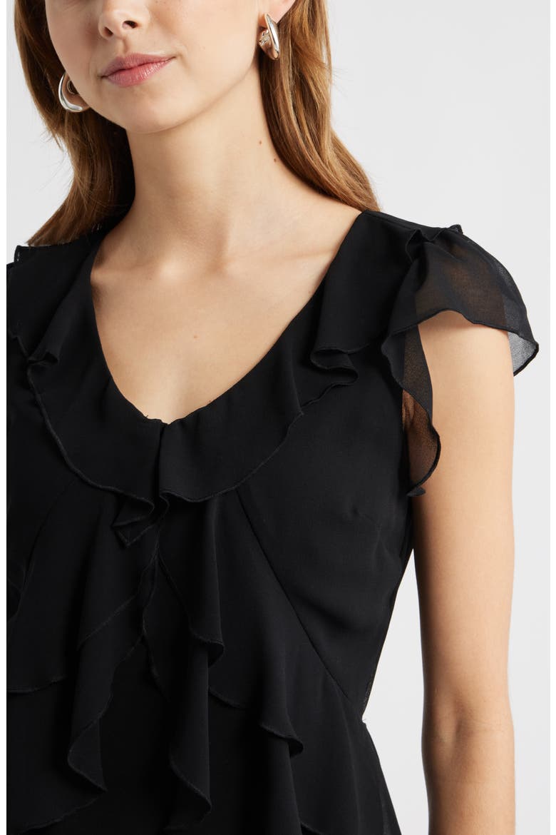 Chiffon Ruffle Top, Alternate, color, BLACK