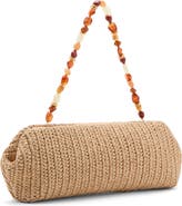 MANGO Beaded Natural Fiber Shoulder Bag
