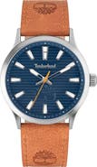 Timberland Trumbull Leather Strap Watch, 45mm