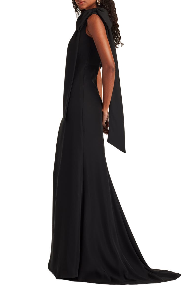 Tadashi Shoji One-Shoulder Crepe Column Gown, Alternate, color, Black