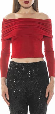 Alexia Admor Hannah Off the Shoulder Long Sleeve Top