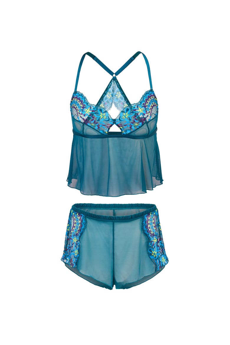 Blake Camisole & Shorts Set Lingerie, Alternate, color, Floral blue